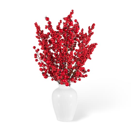 Glitzhome® 24" Christmas Berry Vase Centerpiece in White | Michaels®